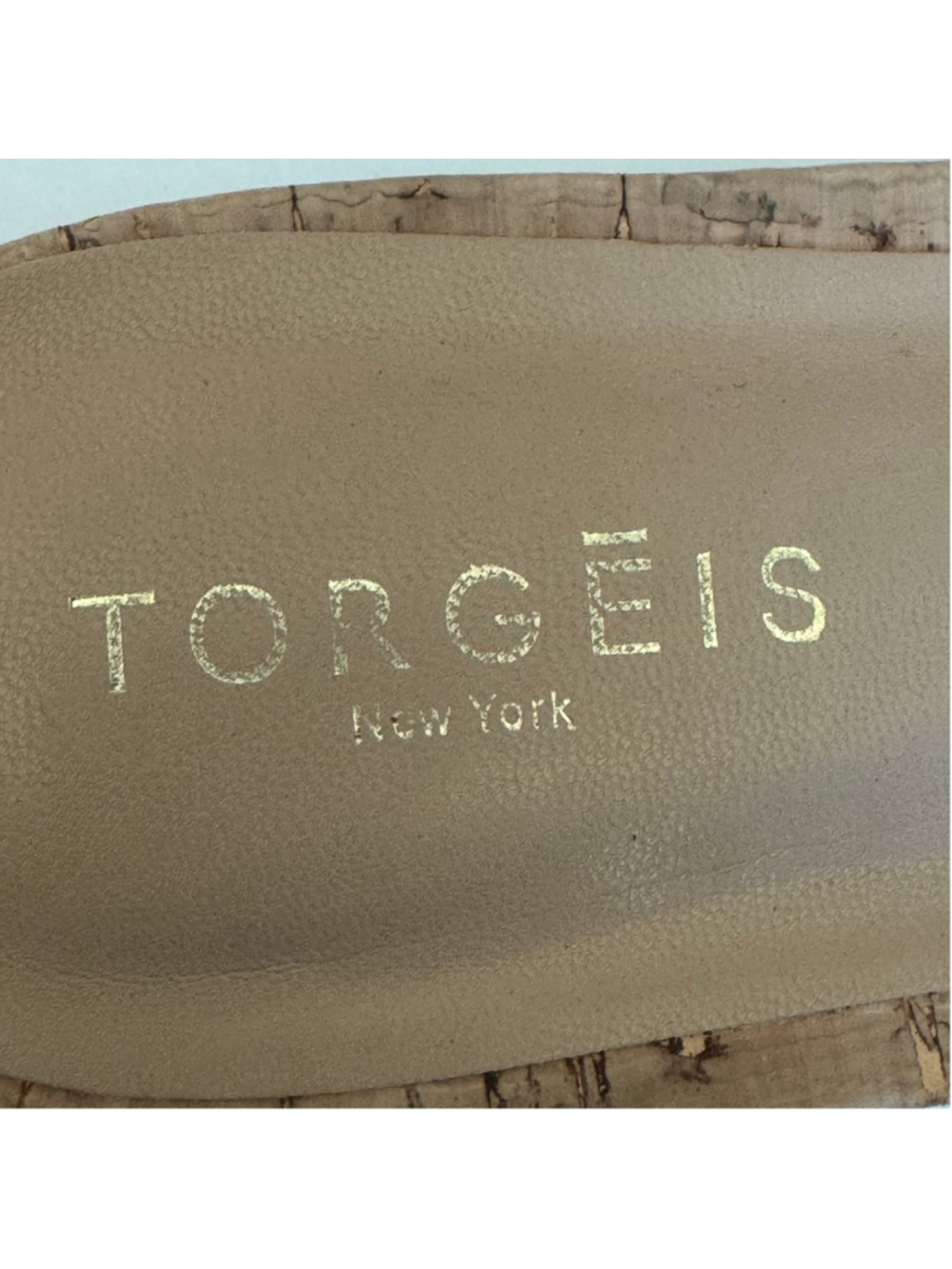 Torgeis New York Woven Slide Sandals Women’s Size 9 Bronze Gold Cork Footbed Sum - Picture 5 of 7